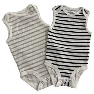 Hanes Striped Sleeveless Tank Bodysuits Size 6-12 Months Bundle of 2